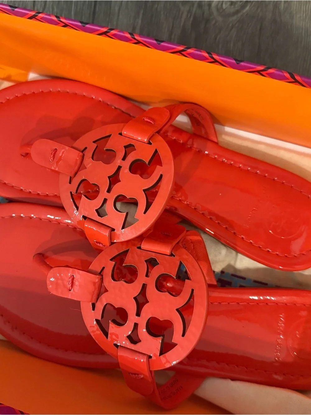 Tory Burch Bright Samba Miller Patent Leather Sandals